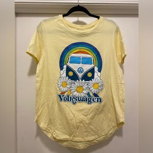 Volkswagen T Shirt Womens XXL Hippie Peace Yellow Rainbow Officially Licensed